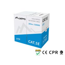 LAN CABLE CAT.5E UTP 305M SOLID CU GREY CPR + FLUKE PASSED LANBERG