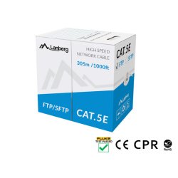 LAN CABLE CAT.5E FTP 305M SOLID CU GREY CPR + FLUKE PASSED LANBERG