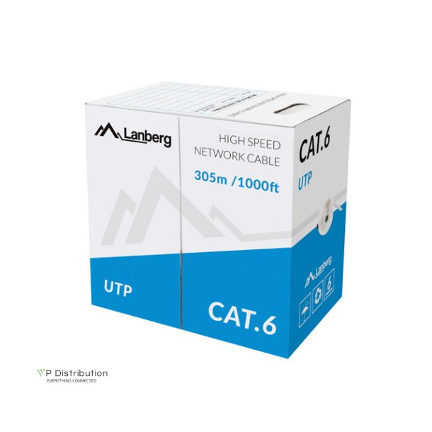 LAN CABLE CAT.6 UTP 305M SOLID CU GREY CPR + FLUKE PASSED LANBERG