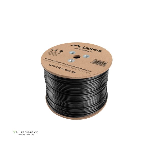 LAN CABLE CAT.5E FTP 305M SOLID OUTDOOR CU BLACK FLUKE PASSED LANBERG