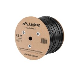 LAN CABLE CAT.6 UTP 305M SOLID OUTDOOR CU BLACK FLUKE PASSED LANBERG