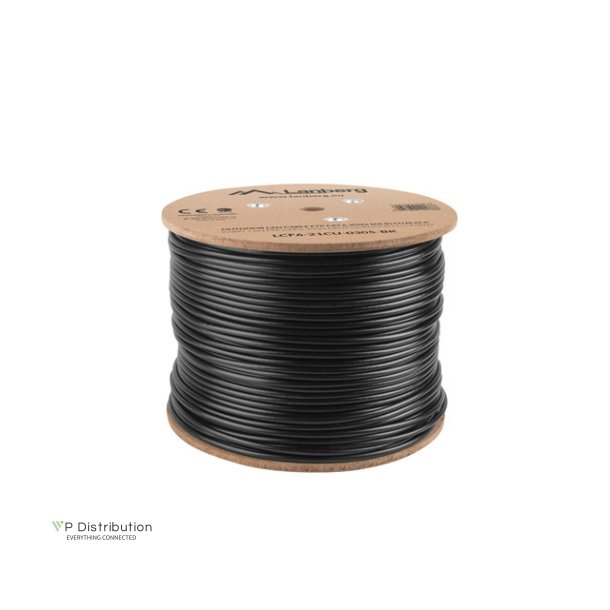 LAN CABLE CAT.6 FTP 305M SOLID OUTDOOR CU BLACK FLUKE PASSED LANBERG