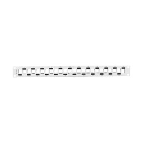 PATCH PANEL BLANK 24 PORT 1U STAGGERED WITH ORGANIZER FOR KEYSTONE MODULES GREY LANBERG