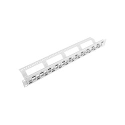 PATCH PANEL BLANK 24 PORT 1U STAGGERED WITH ORGANIZER FOR KEYSTONE MODULES GREY LANBERG