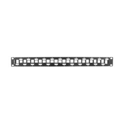 PATCH PANEL BLANK 24 PORT 1U STAGGERED WITH ORGANIZER FOR KEYSTONE MODULES BLACK LANBERG