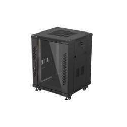 RACK CABINET 19" FREE-STANDING 15U/600X600 (FLAT PACK) WITH GLASS DOOR BLACK LANBERG