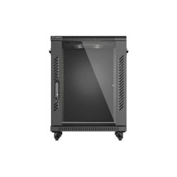 RACK CABINET 19" FREE-STANDING 15U/600X600 (FLAT PACK) WITH GLASS DOOR BLACK LANBERG