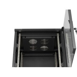 RACK CABINET 19" FREE-STANDING 15U/600X600 (FLAT PACK) WITH GLASS DOOR BLACK LANBERG
