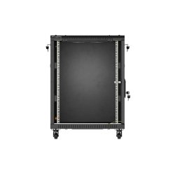 RACK CABINET 19" FREE-STANDING 15U/600X600 (FLAT PACK) WITH GLASS DOOR BLACK LANBERG
