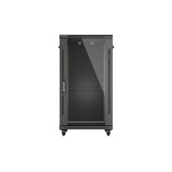 RACK CABINET 19" FREE-STANDING 22U/600X800 (FLAT PACK) WITH GLASS DOOR BLACK LANBERG