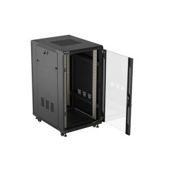 RACK CABINET 19" FREE-STANDING 22U/600X800 (FLAT PACK) WITH GLASS DOOR BLACK LANBERG