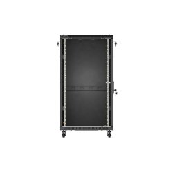 RACK CABINET 19" FREE-STANDING 22U/600X800 (FLAT PACK) WITH GLASS DOOR BLACK LANBERG