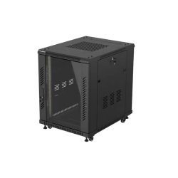 RACK CABINET 19" FREE-STANDING 15U/600X800 (FLAT PACK) WITH GLASS DOOR BLACK LANBERG