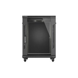 RACK CABINET 19" FREE-STANDING 15U/600X800 (FLAT PACK) WITH GLASS DOOR BLACK LANBERG