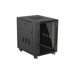 RACK CABINET 19" FREE-STANDING 15U/600X800 (FLAT PACK) WITH GLASS DOOR BLACK LANBERG