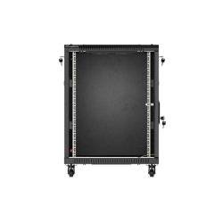 RACK CABINET 19" FREE-STANDING 15U/600X800 (FLAT PACK) WITH GLASS DOOR BLACK LANBERG