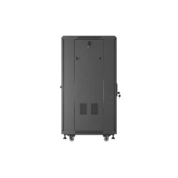 RACK CABINET 19" FREE-STANDING 22U/600X600 (FLAT PACK) WITH GLASS DOOR BLACK LANBERG