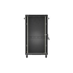 RACK CABINET 19" FREE-STANDING 22U/600X600 (FLAT PACK) WITH GLASS DOOR BLACK LANBERG