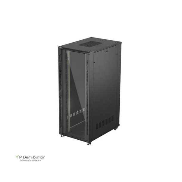 RACK CABINET 19" FREE-STANDING 42U/800X1200 (FLAT PACK) WITH GLASS DOOR BLACK LANBERG