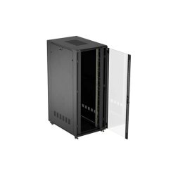 RACK CABINET 19" FREE-STANDING 42U/800X1200 (FLAT PACK) WITH GLASS DOOR BLACK LANBERG