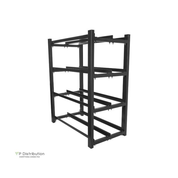 BATTERY FRAME FOR UPS 830X454 2 ROWS 4 LEVELS (8 SHELVES) (FLAT PACK) BLACK LANBERG