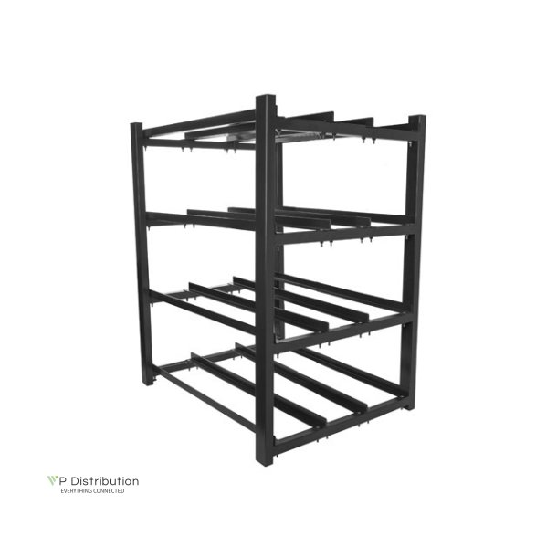 BATTERY FRAME FOR UPS 830X650 3 ROWS 4 LEVELS (12 SHELVES) (FLAT PACK) BLACK LANBERG