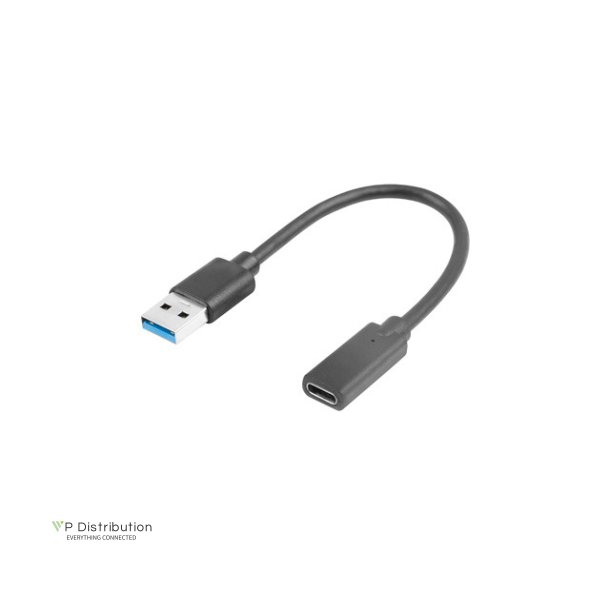 USB-C(F) 3.1->USB-A(M) ADAPTER CABLE 15CM BLACK LANBERG