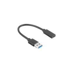 USB-C(F) 3.1->USB-A(M) ADAPTER CABLE 15CM BLACK LANBERG