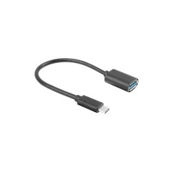USB-C(M) 3.1->USB-A(F) ADAPTER CABLE 15CM BLACK OTG LANBERG