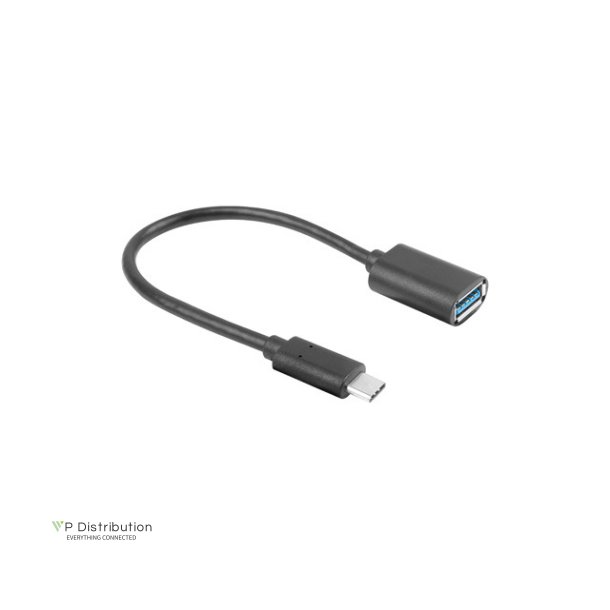 USB-C(M) 3.1->USB-A(F) ADAPTER CABLE 15CM BLACK OTG LANBERG