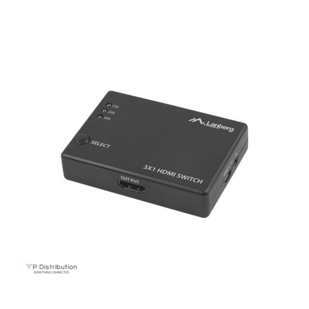 SWITCH VIDEO LANBERG 3X HDMI BLACK + MICRO USB PORT + REMOTE CONTROLLER