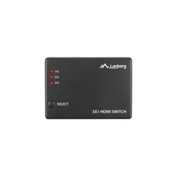 SWITCH VIDEO LANBERG 3X HDMI BLACK + MICRO USB PORT + REMOTE CONTROLLER