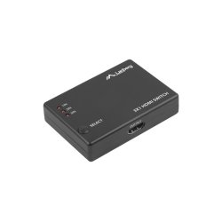 SWITCH VIDEO LANBERG 3X HDMI BLACK + MICRO USB PORT + REMOTE CONTROLLER