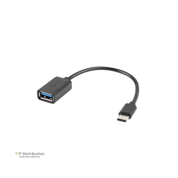 USB-C(M) 2.0->USB-A(F) ADAPTER CABLE 15CM OTG BLACK LANBERG