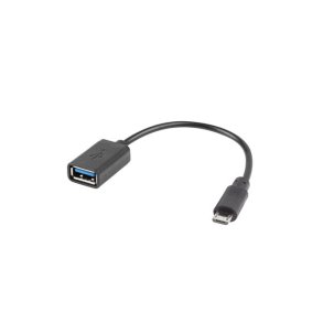 USB MICRO(M) 2.0->USB-A(F) ADAPTER 15CM OTG BLACK LANBERG