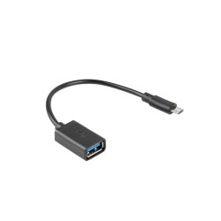 USB MICRO(M) 2.0->USB-A(F) ADAPTER 15CM OTG BLACK LANBERG