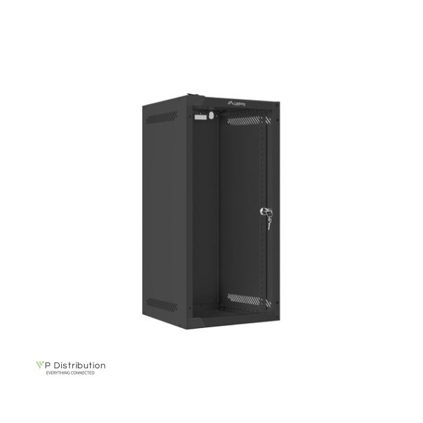 RACK CABINET 10" WALL-MOUNT 12U/280X310 (FLAT PACK) WITH GLASS DOOR BLACK LANBERG