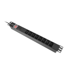 POWER DISTRIBUTION UNIT (PDU) 19" LANBERG 1U 16A 2M 8X IEC C13 SOCKETS BLACK C20