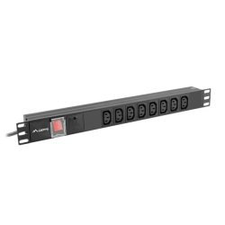 POWER DISTRIBUTION UNIT (PDU) 19" LANBERG 1U 16A 2M 8X IEC C13 SOCKETS BLACK C20