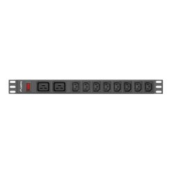 POWER DISTRIBUTION UNIT (PDU) 19" LANBERG 1U 16A 2M 2X C19 8X IEC C13 SOCKETS BLACK C20