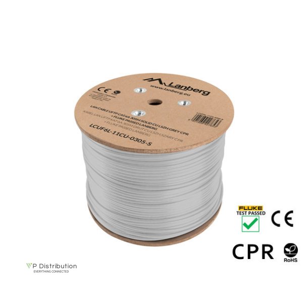 LAN CABLE CAT.6A UFTP 305M SOLID CU LSZH GREY CPR + FLUKE PASSED LANBERG