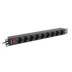 POWER DISTRIBUTION UNIT (PDU) 19" LANBERG 1U 16A 9X SCHUKO OUTLETS 3M BLACK