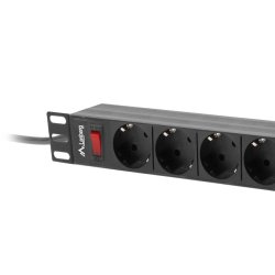 POWER DISTRIBUTION UNIT (PDU) 19" LANBERG 1U 16A 9X SCHUKO OUTLETS 3M BLACK