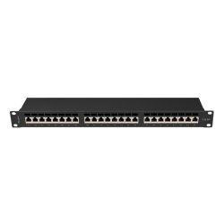 PATCH PANEL 24 PORT 1U 19" CAT.6A FTP WITH CABLE ORGANIZER SHIELDED BLACK LANBERG