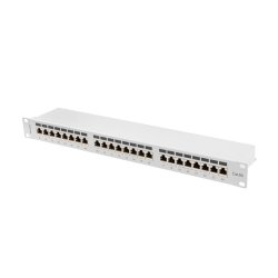 PATCH PANEL 24 PORT 1U 19" CAT.6A FTP WITH CABLE ORGANIZER SHIELDED GREY LANBERG