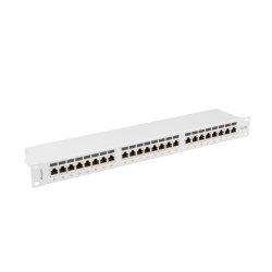 PATCH PANEL 24 PORT 1U 19" CAT.6A FTP WITH CABLE ORGANIZER SHIELDED GREY LANBERG