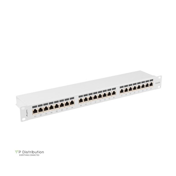 PATCH PANEL 24 PORT 1U 19" CAT.6A FTP WITH CABLE ORGANIZER SHIELDED GREY LANBERG