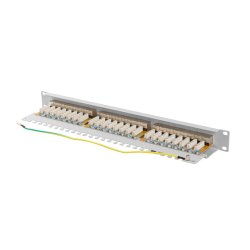 PATCH PANEL 24 PORT 1U 19" CAT.6A FTP WITH CABLE ORGANIZER SHIELDED GREY LANBERG