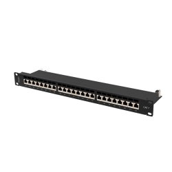 PATCH PANEL 24 PORT 1U 19" CAT.7 FTP WITH CABLE ORGANIZER SHIELDED BLACK LANBERG
