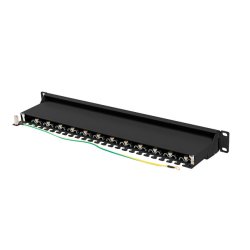 PATCH PANEL 24 PORT 1U 19" CAT.7 FTP WITH CABLE ORGANIZER SHIELDED BLACK LANBERG